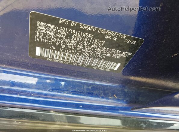 JF1GUHJC2R8301058 2024 SUBARU IMPREZA Blue ძრავის განყოფილების ხედი