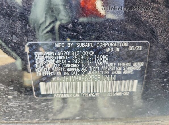JF1VBAF62P9812414 2023 SUBARU WRX Black ძრავის განყოფილების ხედი