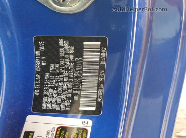 JF1ZDBB13P9706078 2023 SUBARU BRZ Blue Widok komory silnika