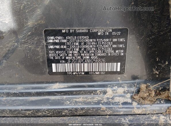 JF2GTAPC4NH256826 2022 SUBARU CROSSTREK Black Widok komory silnika