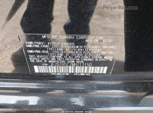 JF2GTHSC2MH213150 2021 SUBARU CROSSTREK Gray Widok komory silnika