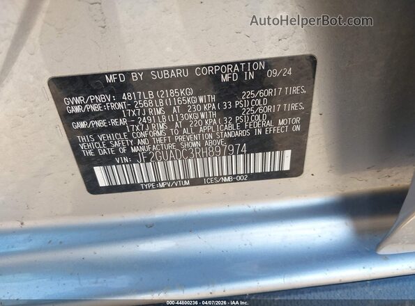 JF2GUADC3RH897974 2024 SUBARU CROSSTREK Silver ძრავის განყოფილების ხედი