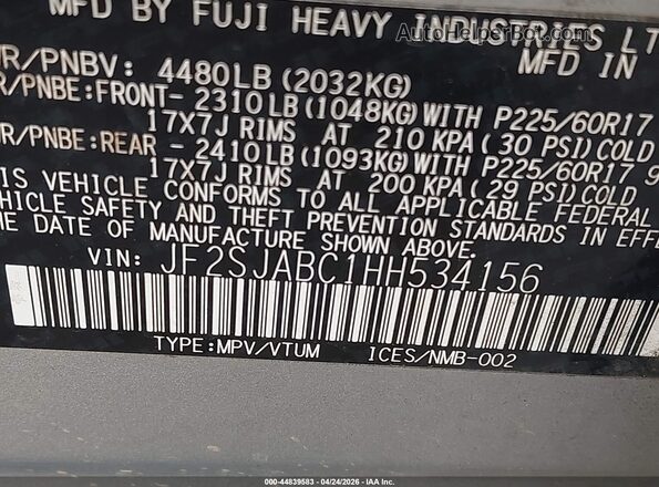 JF2SJABC1HH534156 2017 SUBARU FORESTER 2.5 Silver Շարժիչի բաժամունքի տեսք