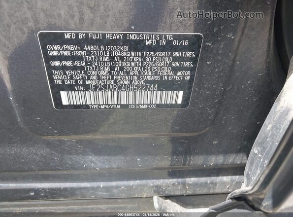 JF2SJABC4GH522744 2016 SUBARU FORESTER 2.5 Blue 