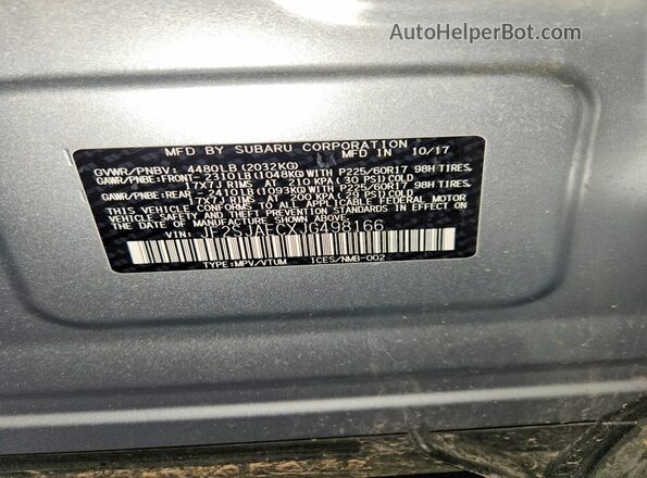 JF2SJAECXJG498166 2018 SUBARU FORESTER 2.5 Silver Widok naklejki z numerem VIN