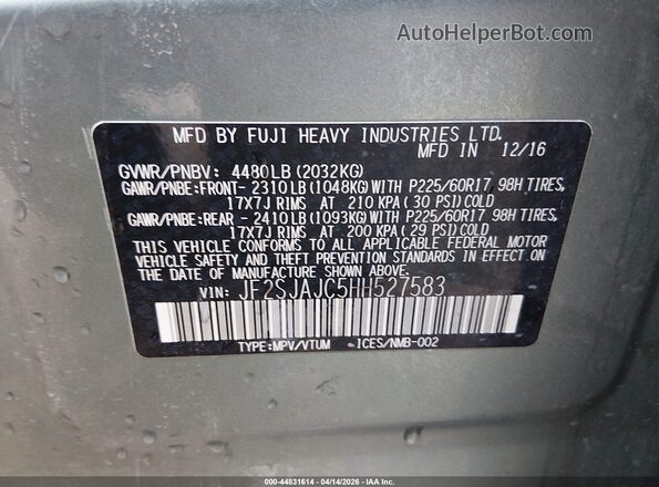 JF2SJAJC5HH527583 2017 SUBARU FORESTER 2.5 Light Blue Widok komory silnika