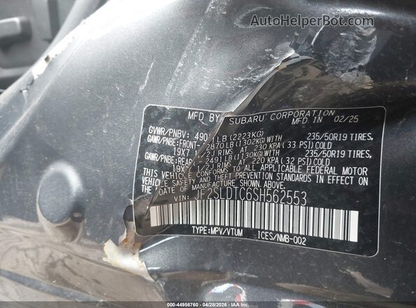 JF2SLDTC6SH562553 2025 SUBARU FORESTER Gray Engine compartment view
