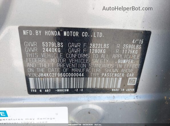 JH4KC2F96GC000044 2016 ACURA OTHER Silver 