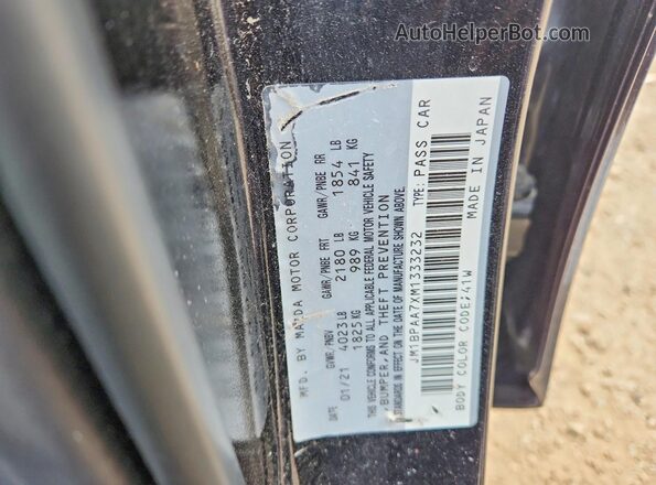JM1BPAA7XM1333232 2021 MAZDA 3 Black ძრავის განყოფილების ხედი