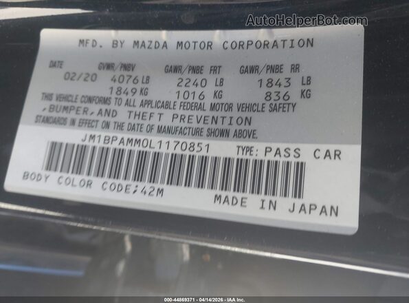 JM1BPAMM0L1170851 2020 MAZDA 3 Navy Вид підкапотного простору