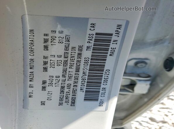 JM1DKDB76M1510883 2021 MAZDA CX-3 White VIN կոդի պիտակի տեսք