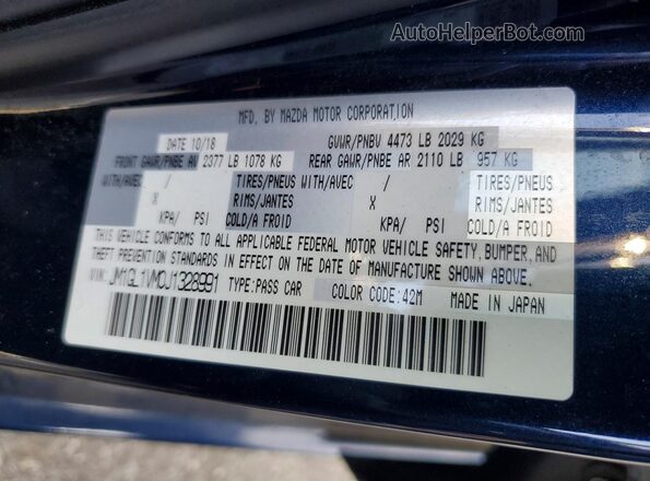 JM1GL1VM0J1328991 2018 MAZDA 6 Black Widok naklejki z numerem VIN