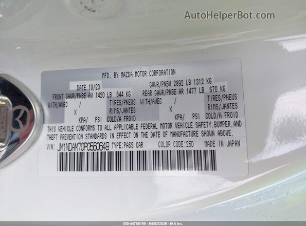 JM1NDAM70P0560649 2023 MAZDA MX-5 MIATA RF Белый Вид подкапотного пространства