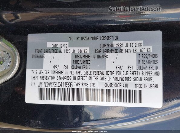 JM1NDAM73L0411596 2020 MAZDA MX-5 MIATA RF Черный Вид подкапотного пространства