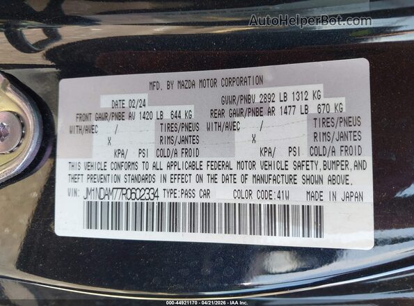 JM1NDAM77R0602334 2024 MAZDA MX-5 MIATA RF Black Вид підкапотного простору