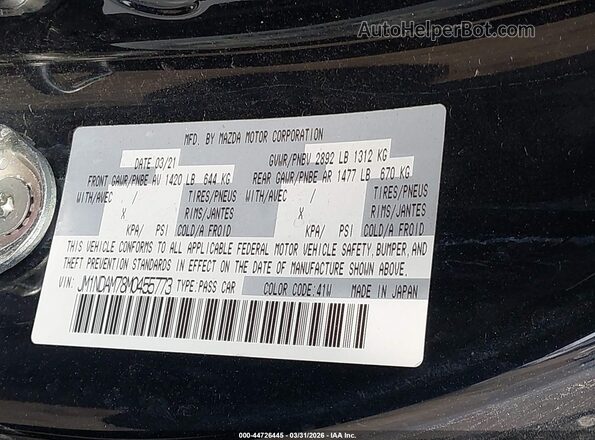 JM1NDAM78M0455773 2021 MAZDA MX-5 MIATA RF Black Շարժիչի բաժամունքի տեսք