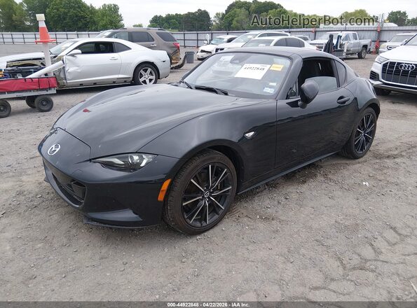 JM1NDAM79R0600455 2024 MAZDA MX-5 MIATA RF Black Առջևի ձախ երեք քառորդ տեսարան