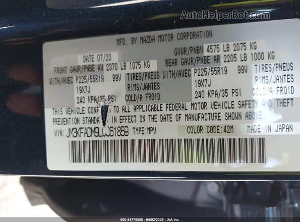 JM3KFADM9L0861859 — 2020 MAZDA CX-5 History & VIN | AutoHelperBot