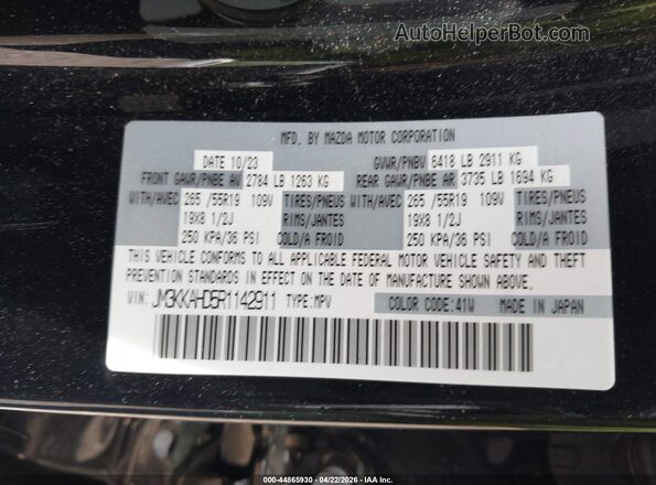 JM3KKAHD5R1142911 2024 MAZDA CX-90 Black ძრავის განყოფილების ხედი