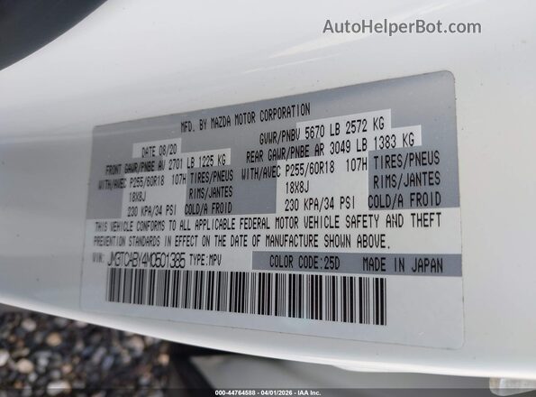 JM3TCABY4M0501385 2021 MAZDA CX-9 White Vista del compartimento del motor