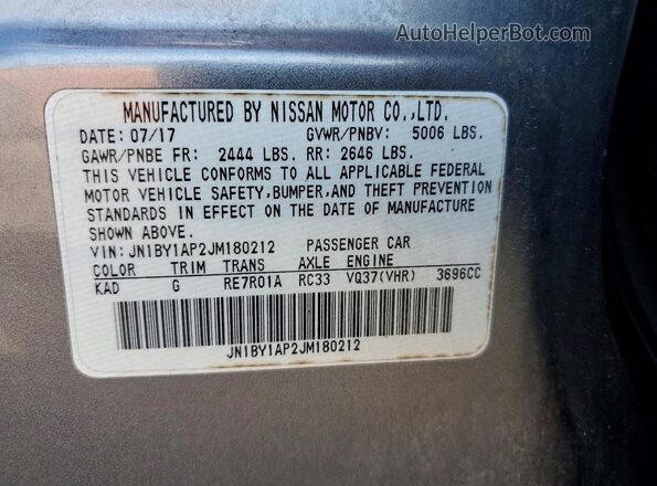 JN1BY1AP2JM180212 2018 INFINITI Q70 Gray VIN sticker view