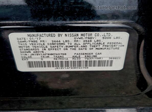 JN1BY1AP9HM740768 2017 INFINITI Q70 Black Շարժիչի բաժամունքի տեսք