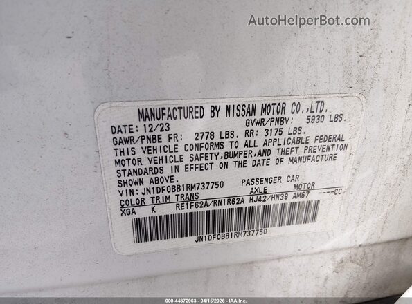 JN1DF0BB1RM737750 2024 NISSAN OTHER White Вид підкапотного простору
