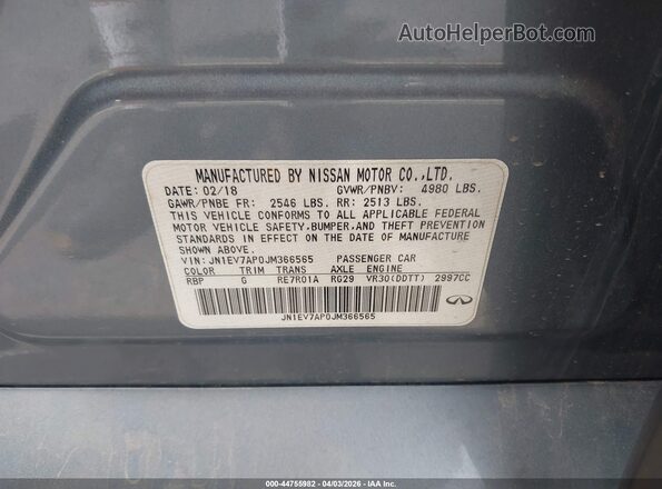 JN1EV7AP0JM366565 2018 INFINITI Q50 Light Blue Widok komory silnika
