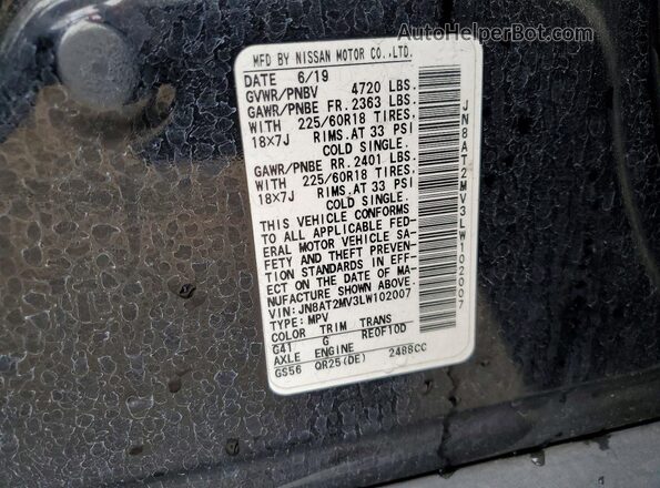 JN8AT2MV3LW102007 2020 NISSAN ROGUE Black VIN კოდის სტიკერის ხედი