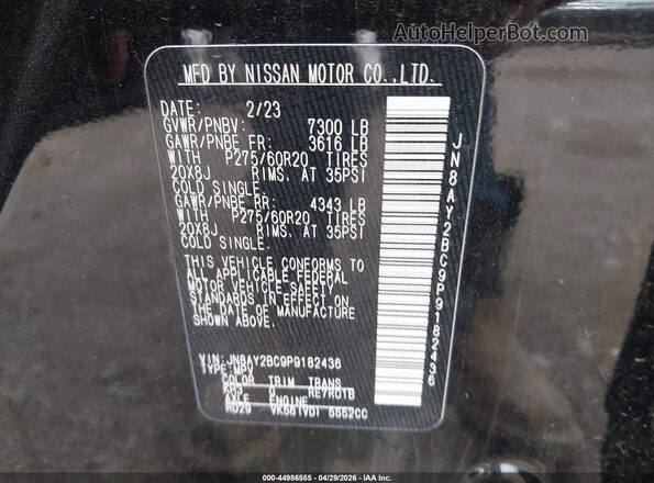 JN8AY2BC9P9182436 2023 NISSAN ARMADA Black Vista del compartimento del motor