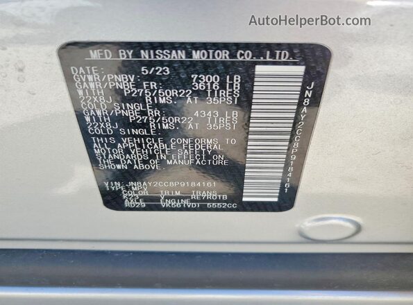 JN8AY2CC8P9184161 2023 NISSAN ARMADA Silver VIN sticker view