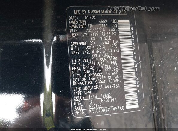 JN8BT3BA1PW412754 2023 NISSAN ROGUE Black Вид підкапотного простору