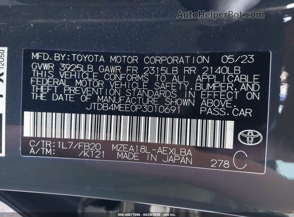 JTDB4MEE0P3010691 2023 TOYOTA LL Gray 