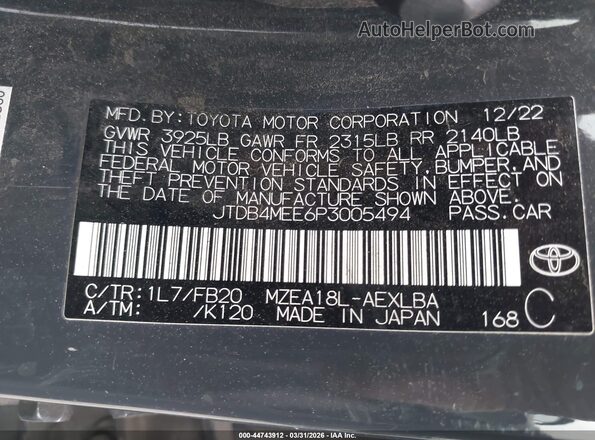 JTDB4MEE6P3005494 2023 TOYOTA LL Серый Вид подкапотного пространства