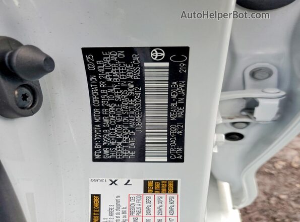 JTDB4MEE9S3029412 2025 TOYOTA LL White 