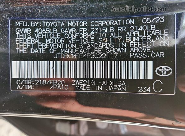 JTDBCMFE4P3022117 2023 TOYOTA LL Black Вид підкапотного простору