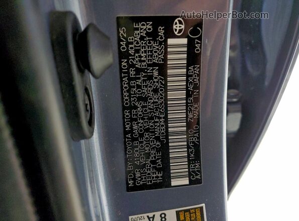 JTDBDMHE6S3020727 2025 TOYOTA LL Blue Շարժիչի բաժամունքի տեսք