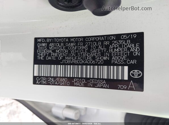 JTDBVRBD2KA006720 2019 TOYOTA MIRAI Белый Вид подкапотного пространства