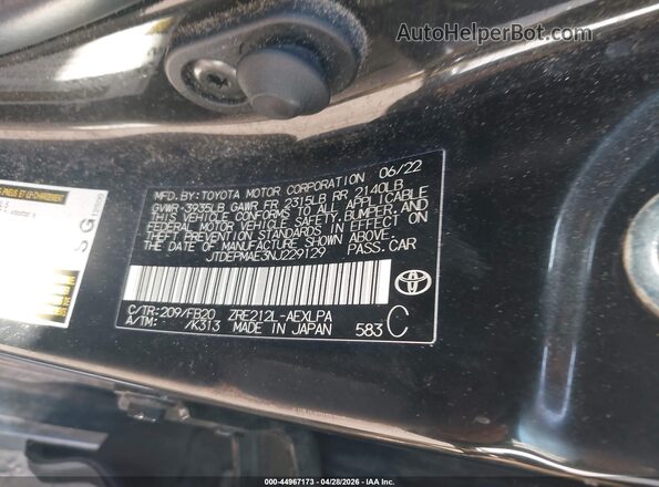 JTDEPMAE3NJ229129 2022 TOYOTA LL Синий Вид подкапотного пространства