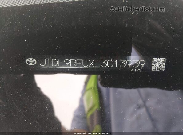 JTDL9RFUXL3013939 2020 TOYOTA LE Black VIN sticker view