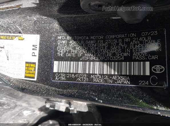 JTDP4MCEXPJ103254 2023 TOYOTA LL Black 