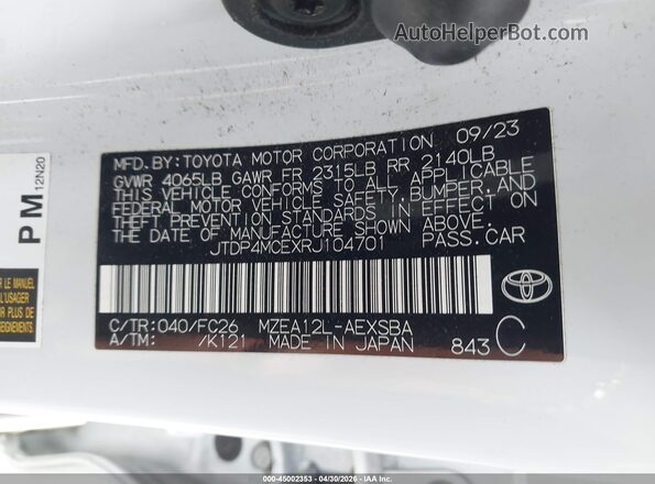 JTDP4MCEXRJ104701 2024 TOYOTA LL White 