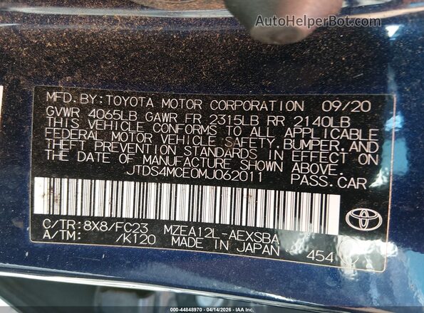 JTDS4MCE0MJ062011 2021 TOYOTA LL Dark Blue 