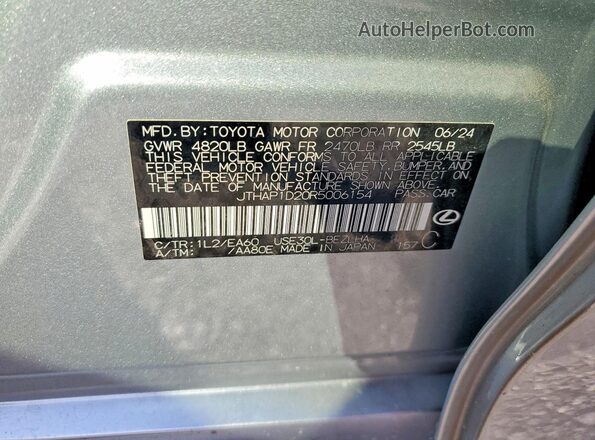 JTHAP1D20R5006154 2024 LEXUS IS Серебряный Вид наклейки с VIN-кодом