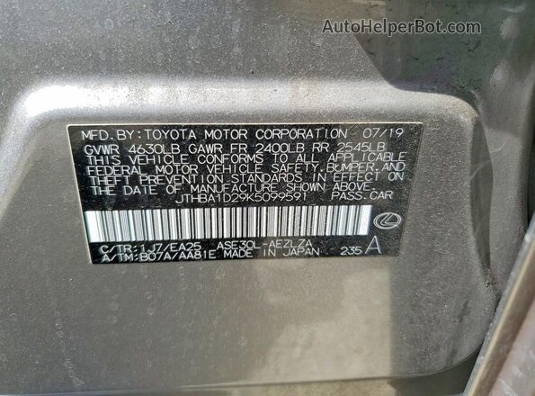JTHBA1D29K5099591 2019 LEXUS IS Gray Widok komory silnika