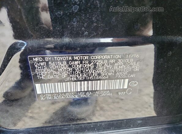 JTHBL5EF1H5144664 2017 LEXUS LS Black Engine compartment view
