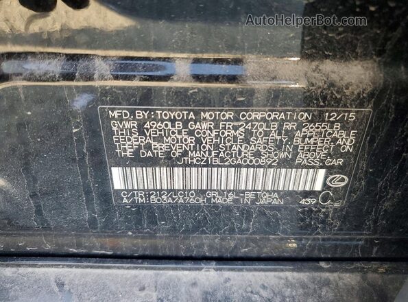 JTHCZ1BL2GA000892 2016 LEXUS GS Black Vista de la etiqueta del VIN