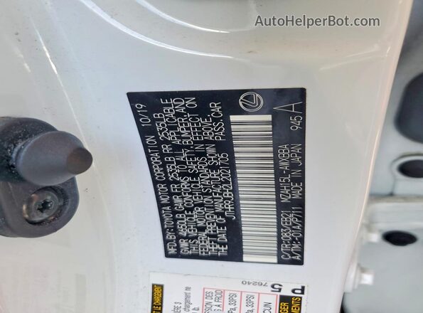 JTHR9JBH2L2021705 2020 LEXUS UX White 