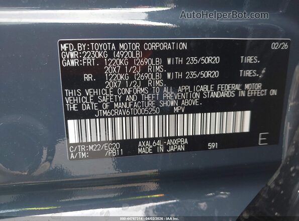 JTM6CRAV6TD005250 2026 TOYOTA RAV4 Gray 