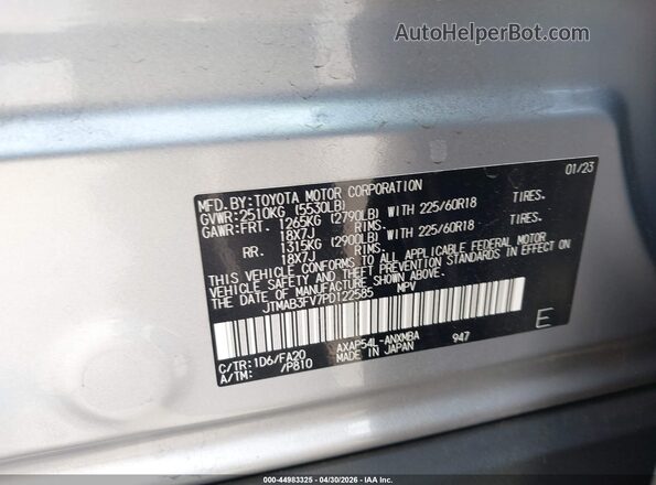 JTMAB3FV7PD122585 2023 TOYOTA RAV4 PRIME Silver Շարժիչի բաժամունքի տեսք